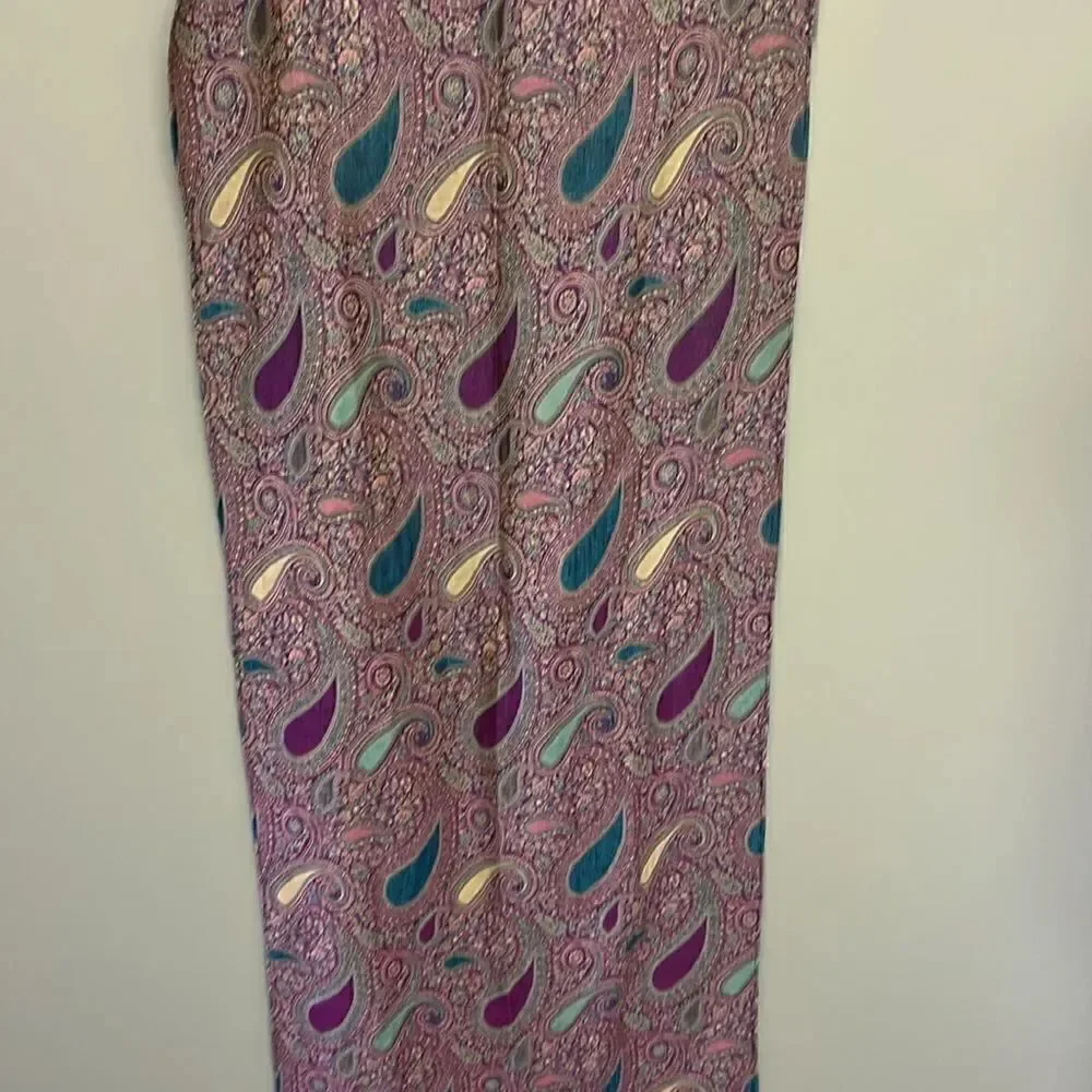 Beautiful Purple Blue Green Tan Paisley Pattern Pashmina Wrap Scarf w/ Tassel-OS